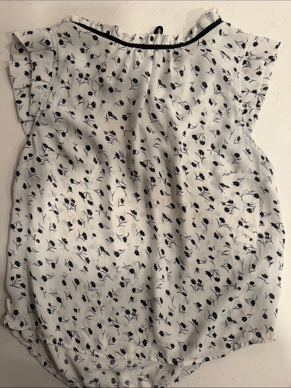 Monteau White Blouse with Black Floral Print